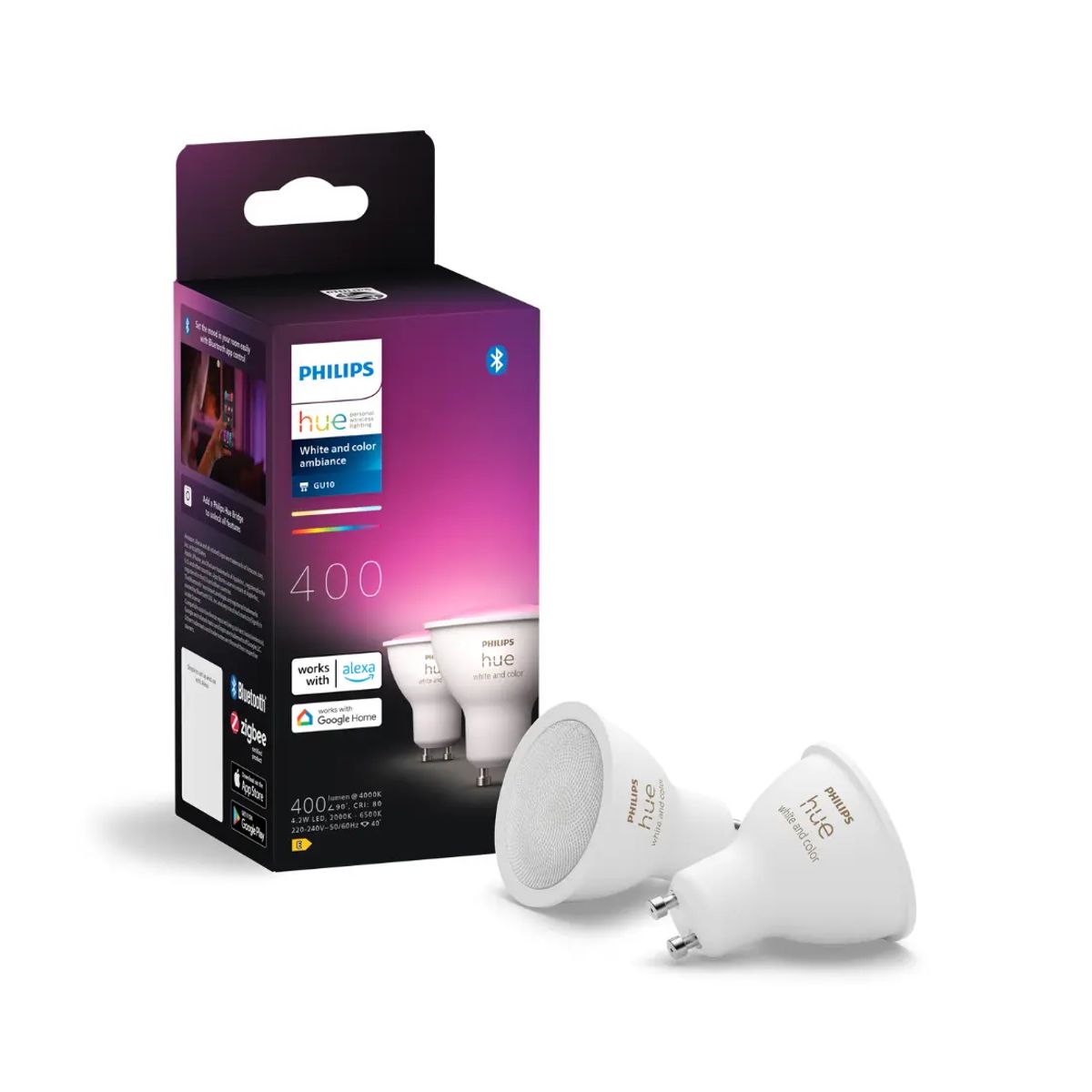 Philips Hue GU10 - 2-pak - White & Color Ambiance - 400lm - 4,2W