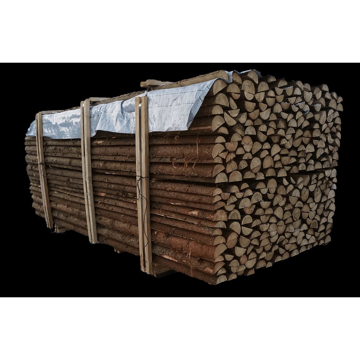 Flækket granrafter med bark - Ø6-9 cm x 220 cm.