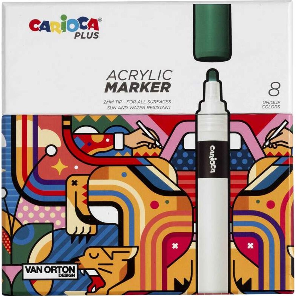 Carioca Plus - Tusser - Acrylic Marker - 8 Farver