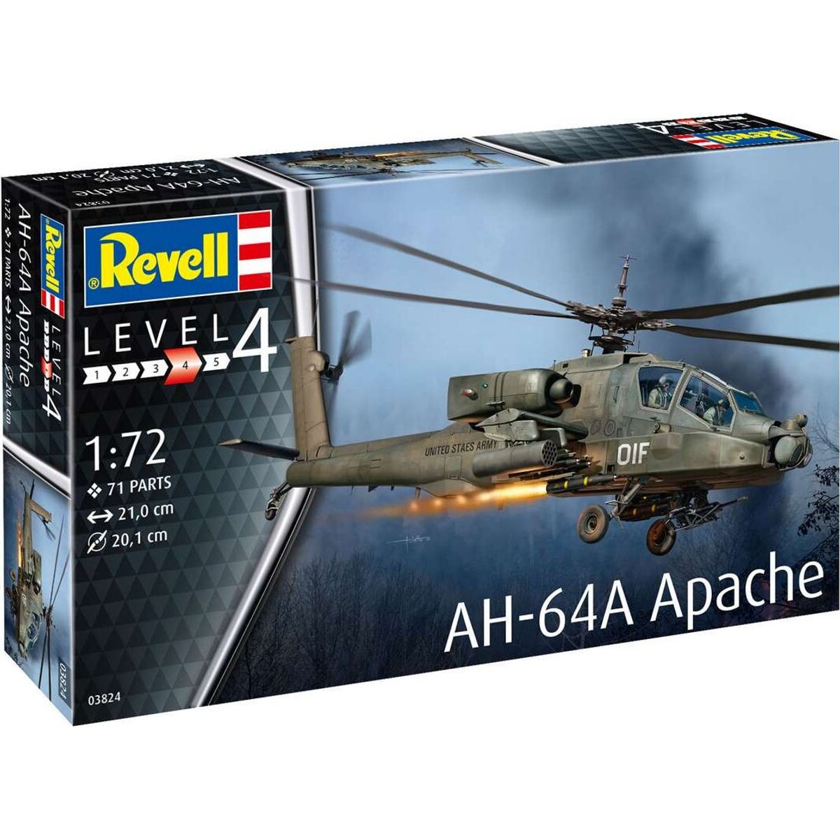 Revell - Ah-64a Apache Modelfly Byggesæt - 1:72 - Level 4 - 03824