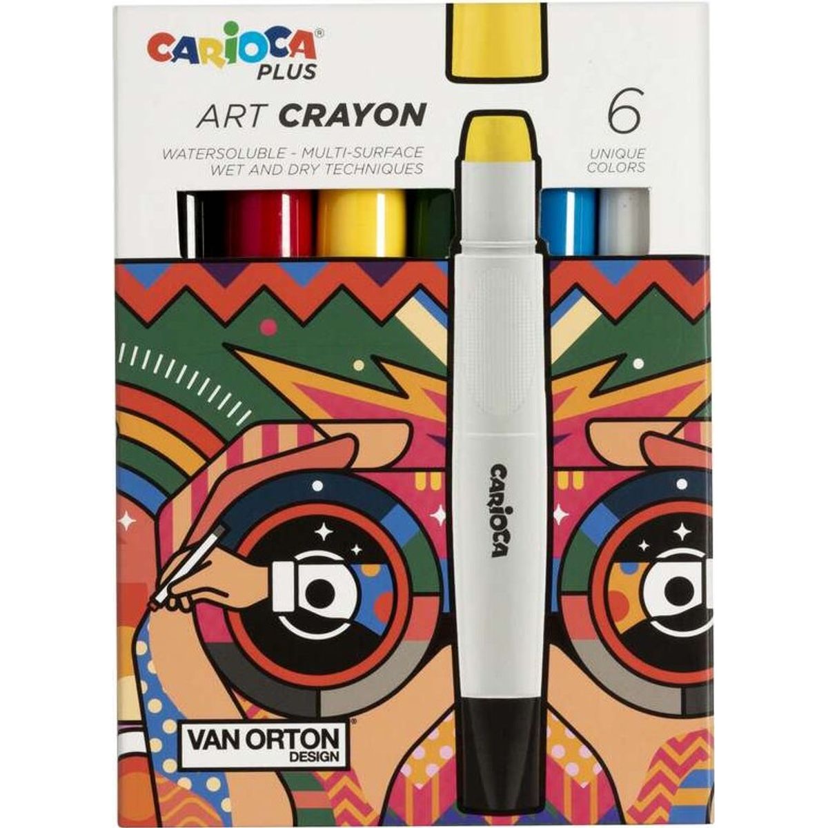 Carioca Plus - Art Crayon - Fedtfarver - Vandopløselige - 6 Farver