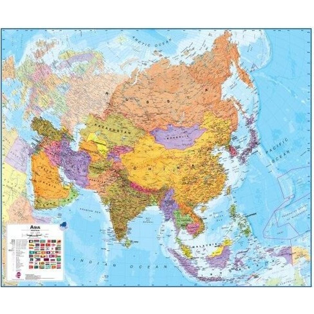 Asia Political Wall Map Paper