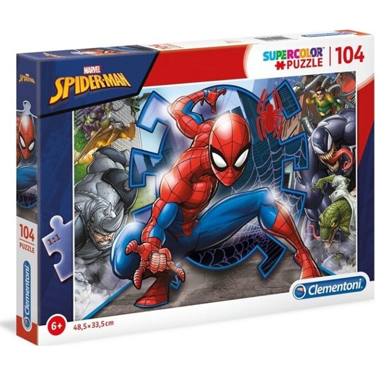 Spiderman Puslespil - Super Color - Clementoni - 104 Brikker