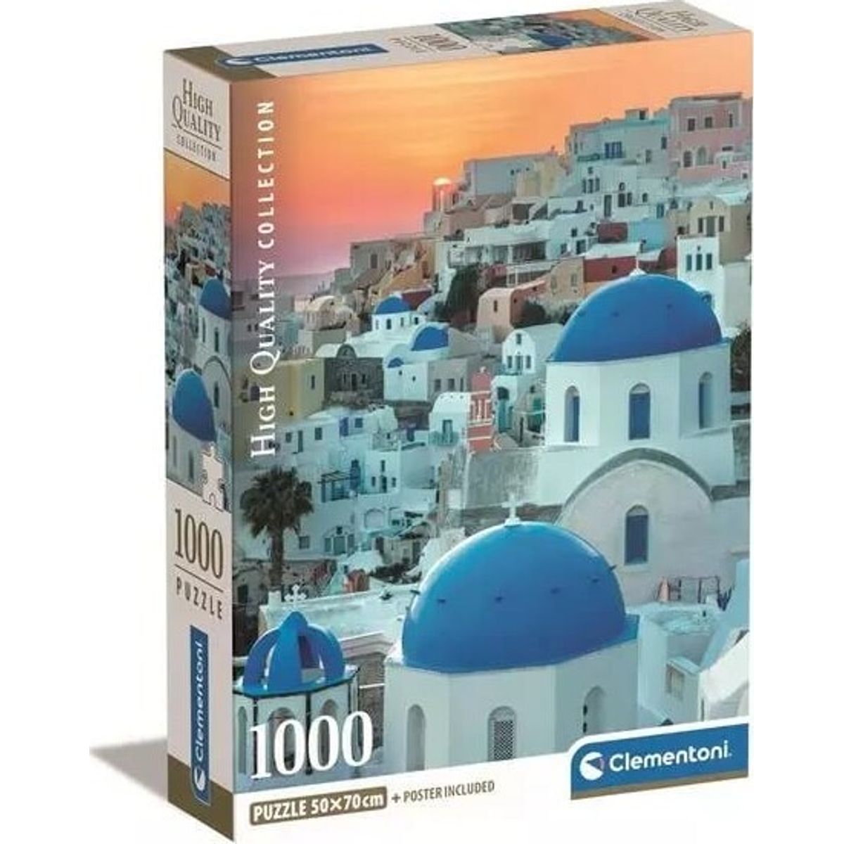 Clementoni Puslespil - Santorini - High Quality - 1000 Brikker