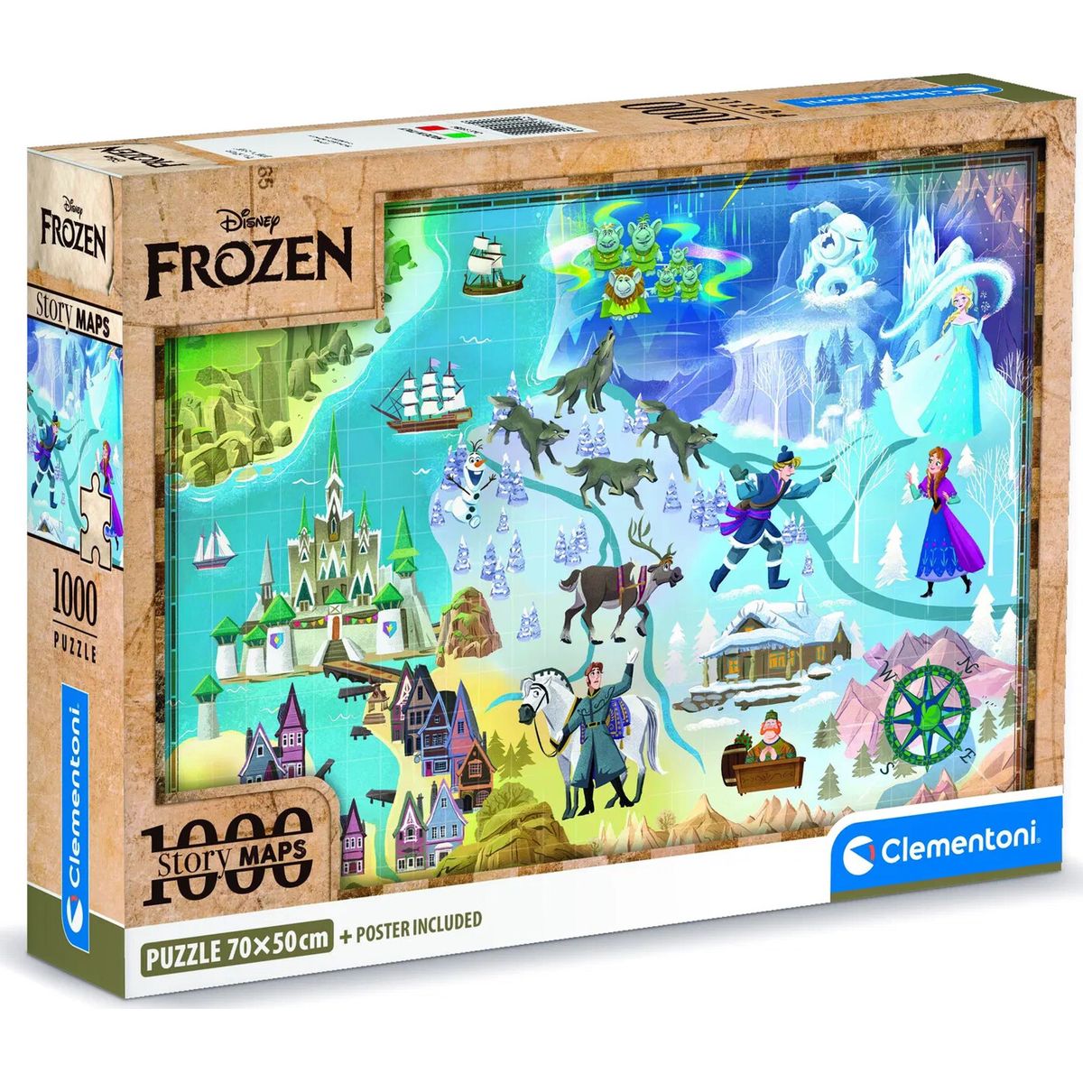 Frost Puslespil - Disney - Story Maps - Clementoni - 1000 Brikker