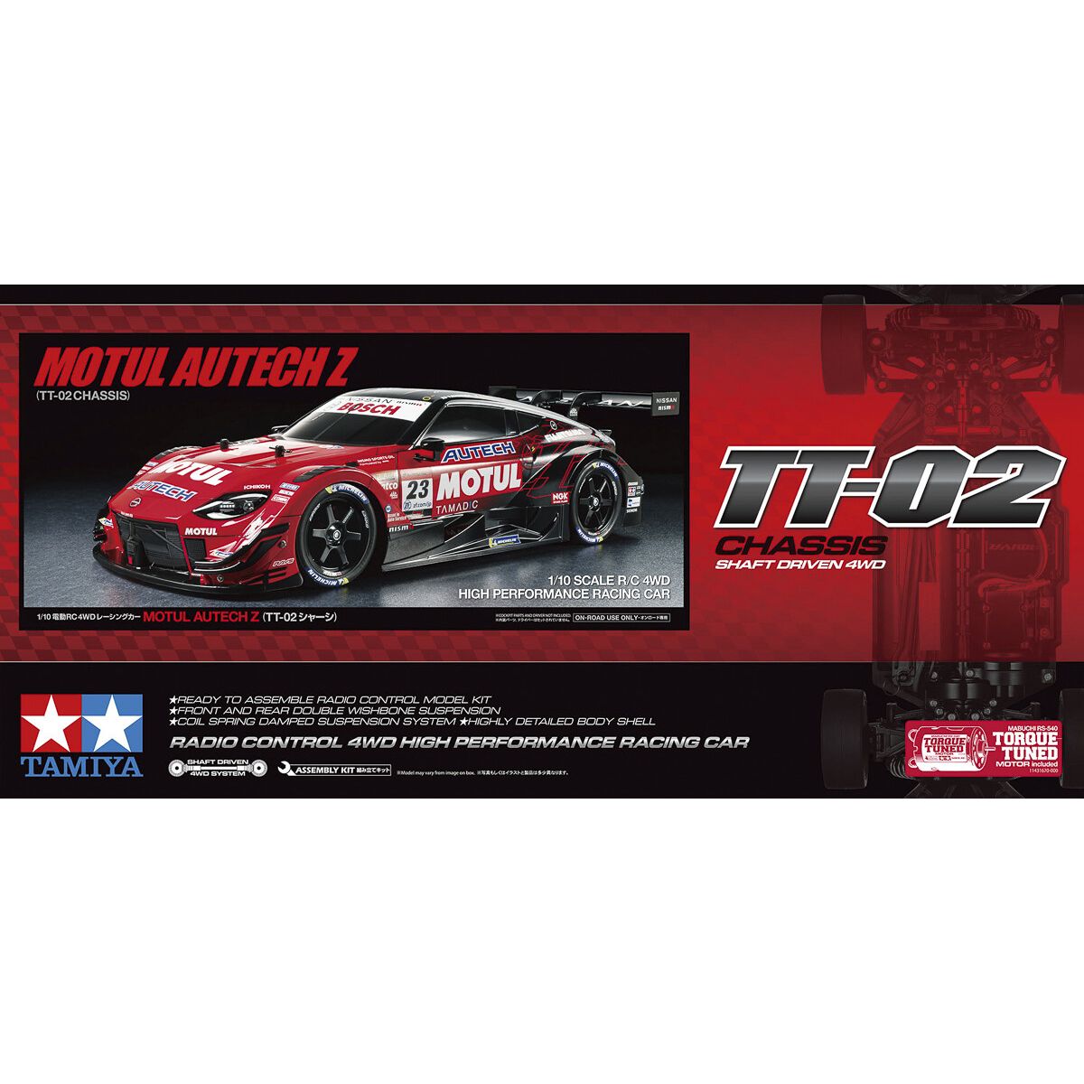 Tamiya - Rc Motul Autech Z Tt-02 Fjernstyret Bil Byggesæt - 1:10 - 58735