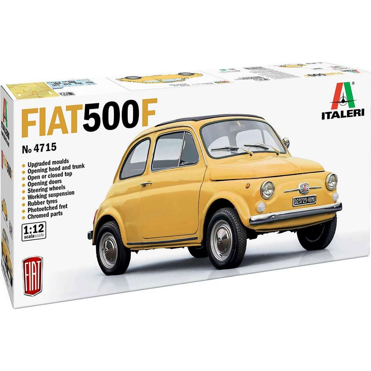 Italeri - Fiat 500 F 1968 Bil Byggesæt - 1:12 - 4715s