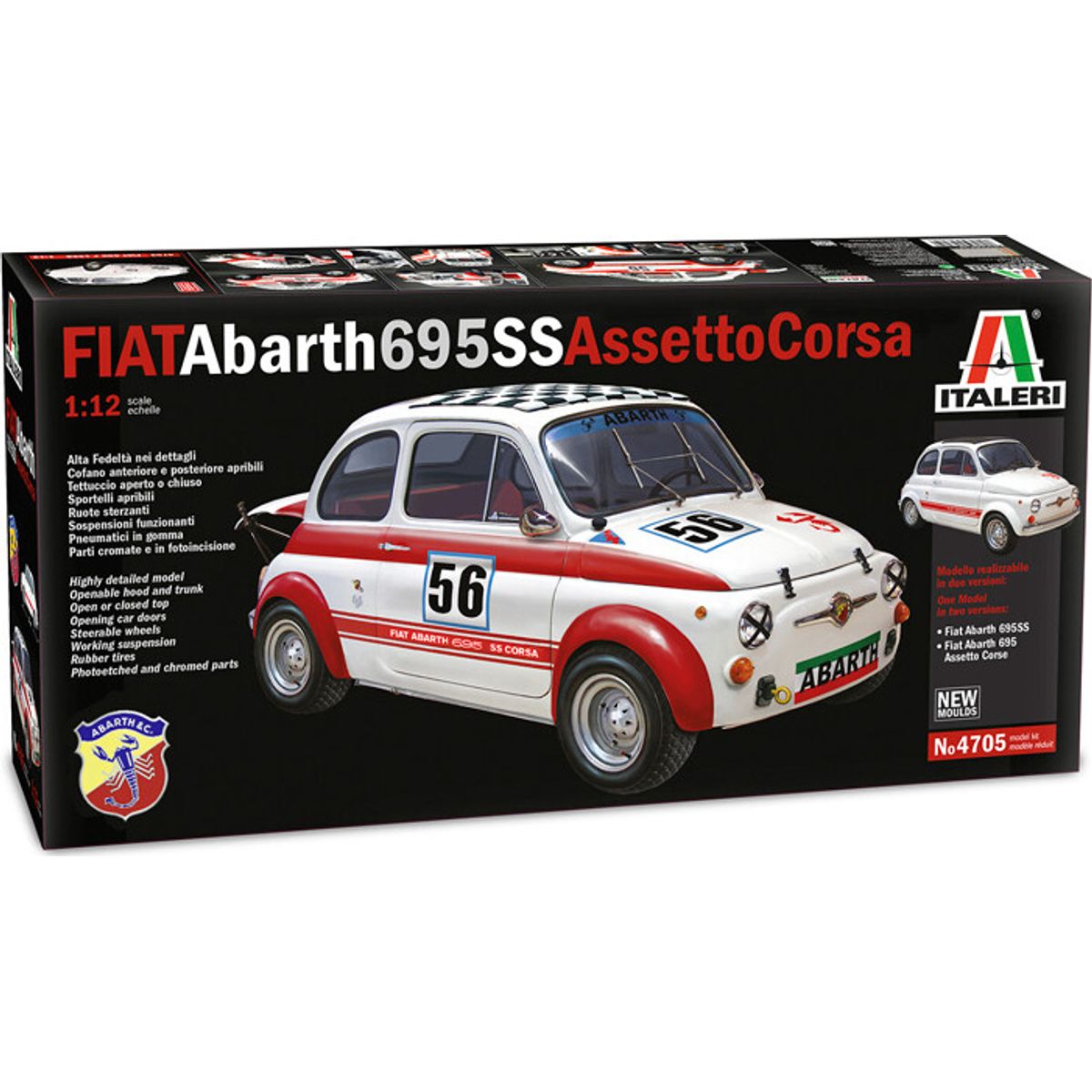 Italeri - Fiat Abarth 695 Ss Assetto Corsa Bil Byggesæt - 1:12 - 4705