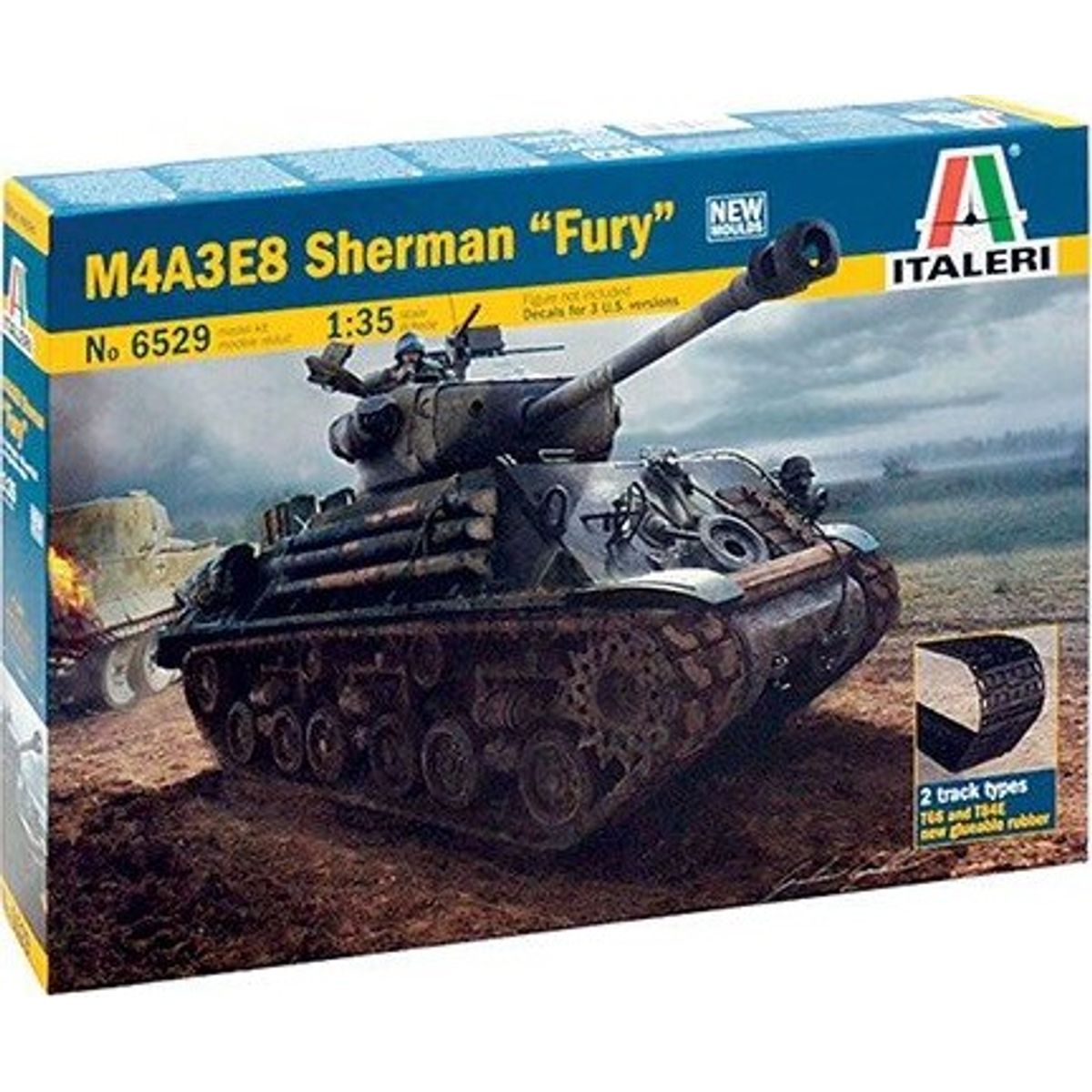 Italeri - M4a3e8 Sherman Fury Tank Byggesæt - 1:35 - 6529