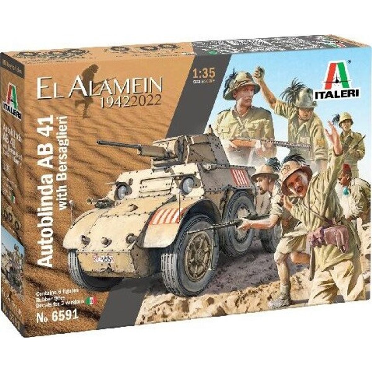 Italeri - Autoblinda Ab 41 Med Bersaglieri Infanteri - 1:35 - 6591s