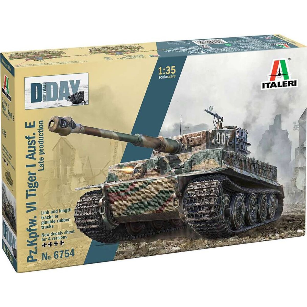 Italeri - D-day - Pz.kpfw. Vi Tiger I Ausf. E Byggesæt - 1:35 - 6754s