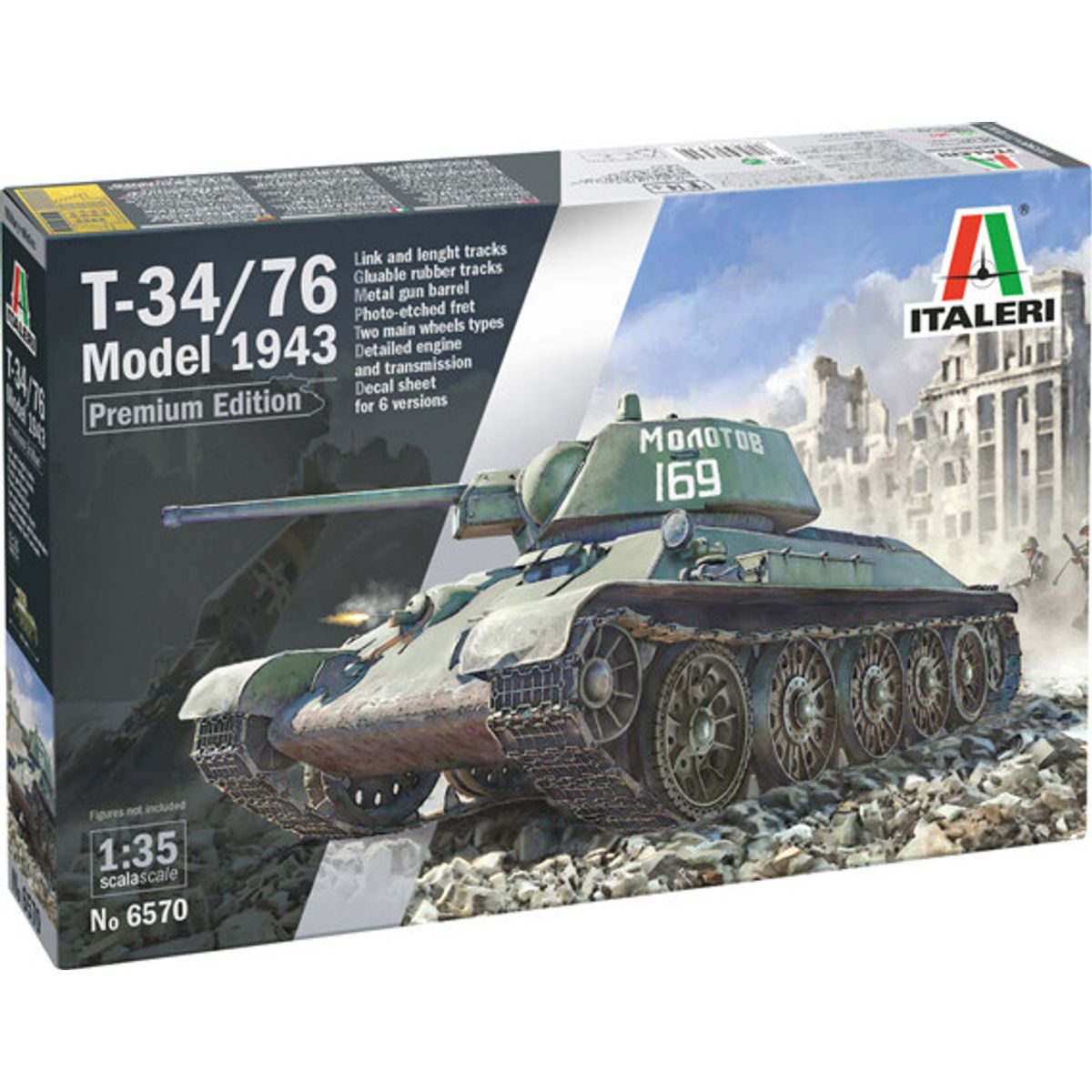 Italeri - T-34/76 Model 1943 Tank Byggesæt - 1:35 - 6570