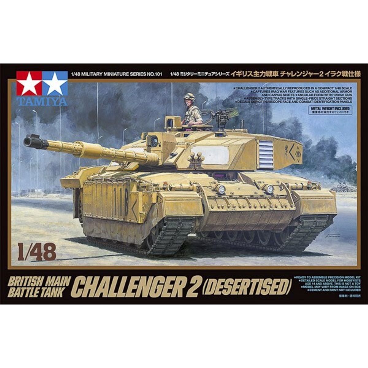 Tamiya - Challenger 2 Desertised Battle Tank Byggesæt - 1:48 - 32601