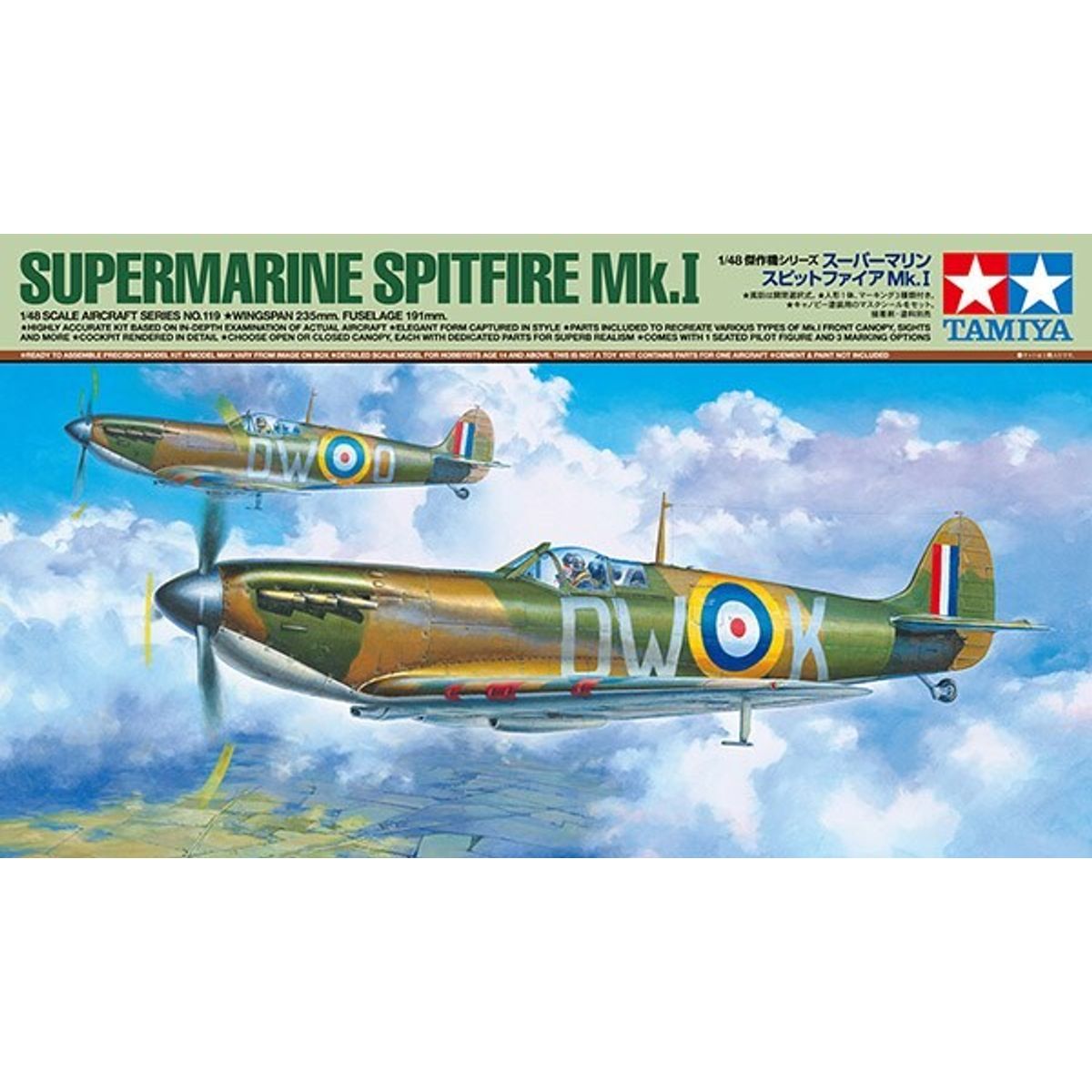 Tamiya - Supermarine Spitfire Mk.i Fly Byggesæt - 1:48 - 61119