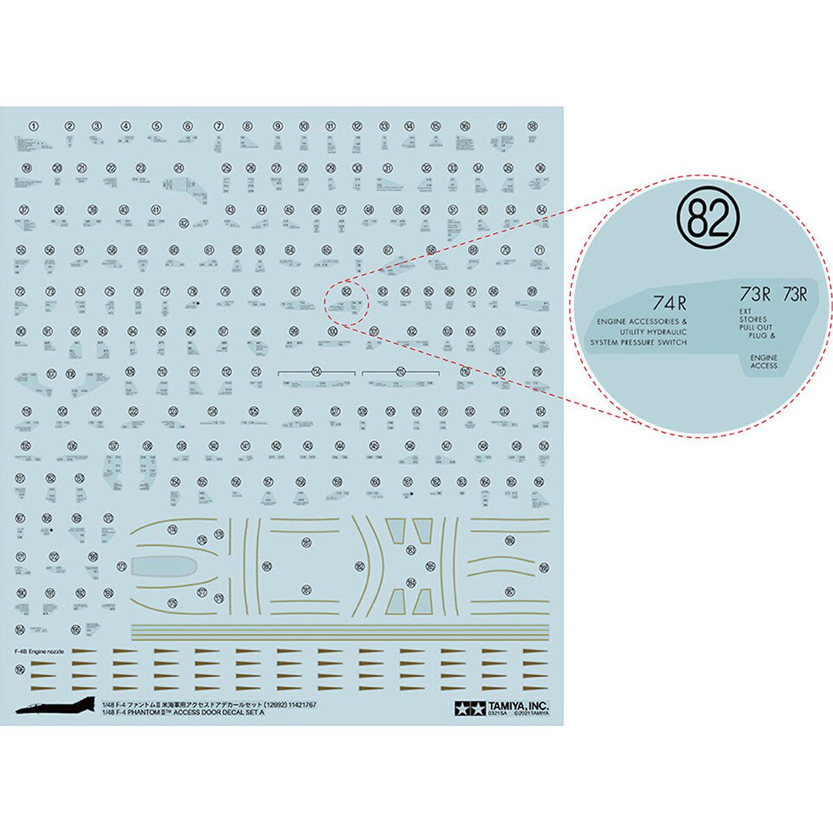 Tamiya - Detail-up Parts Decal Set A Til F-4 Phantom Ii - 1:48 - 12692