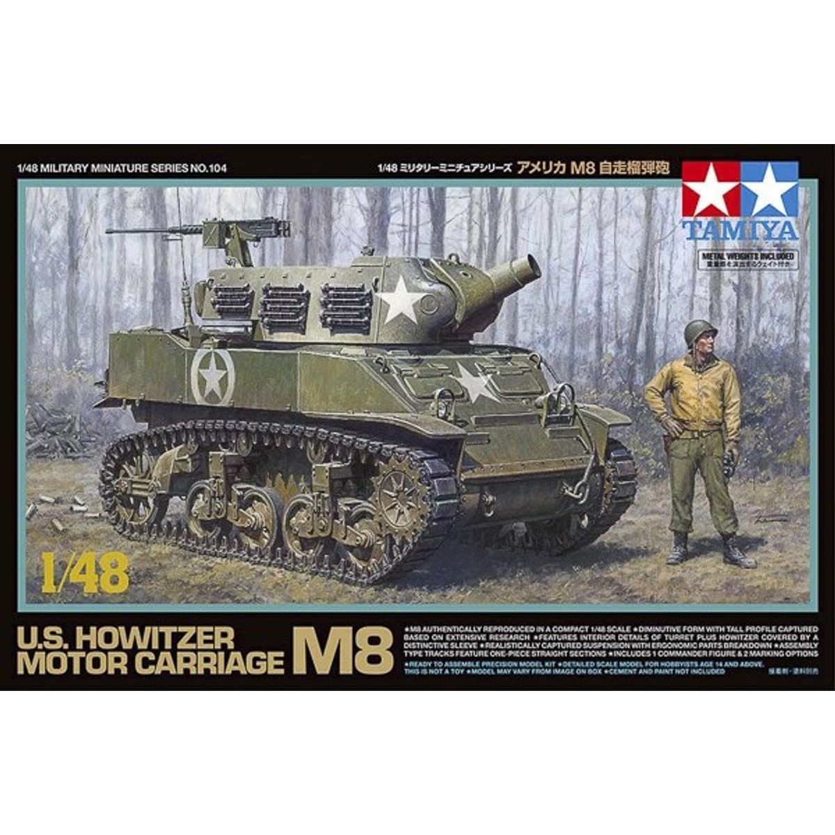 Tamiya - M8 Howitzer Motor Carriage Byggesæt - 1:48 - 32604