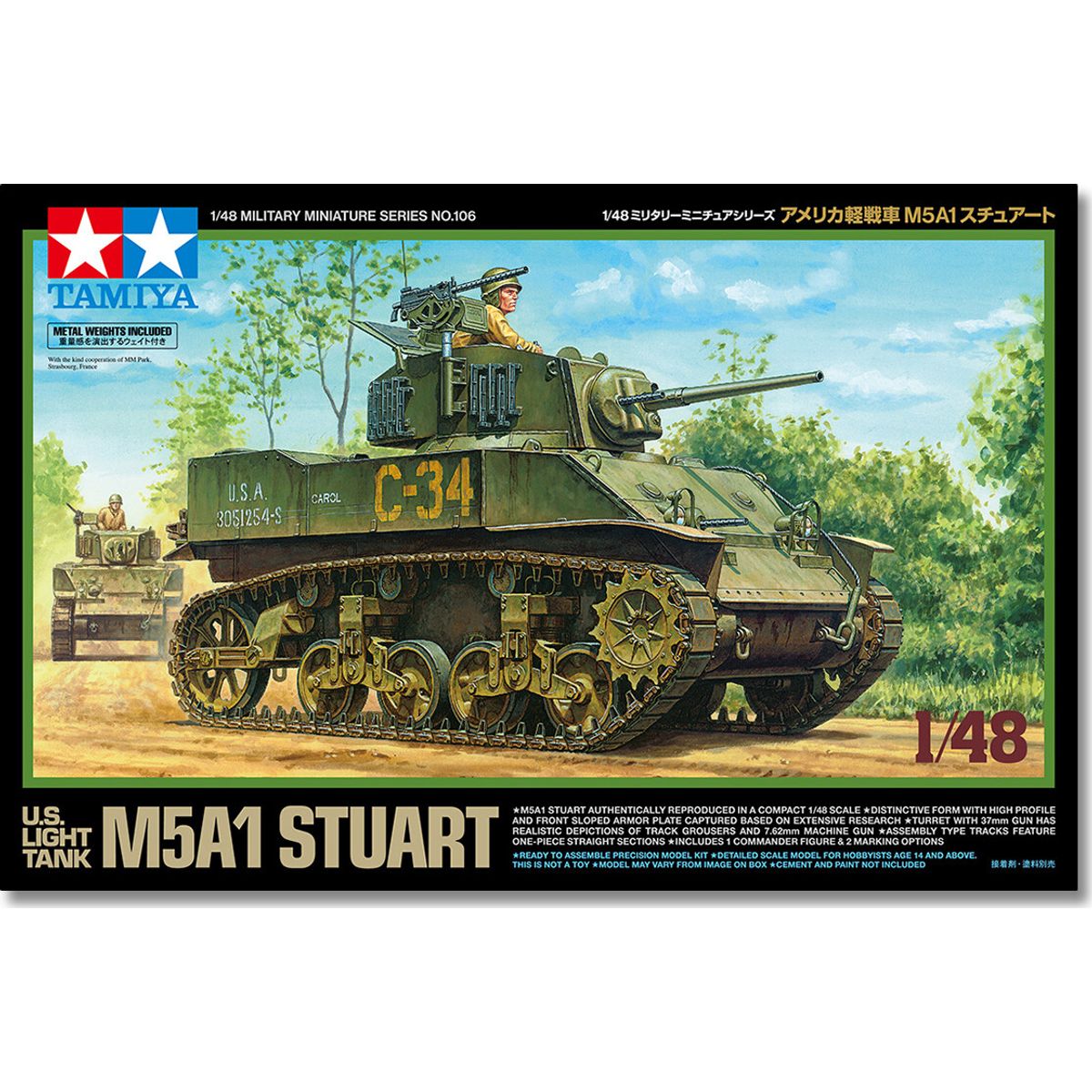 1/48 U.s. Light Tank M5a1 Stuart - 32606 - Tamiya