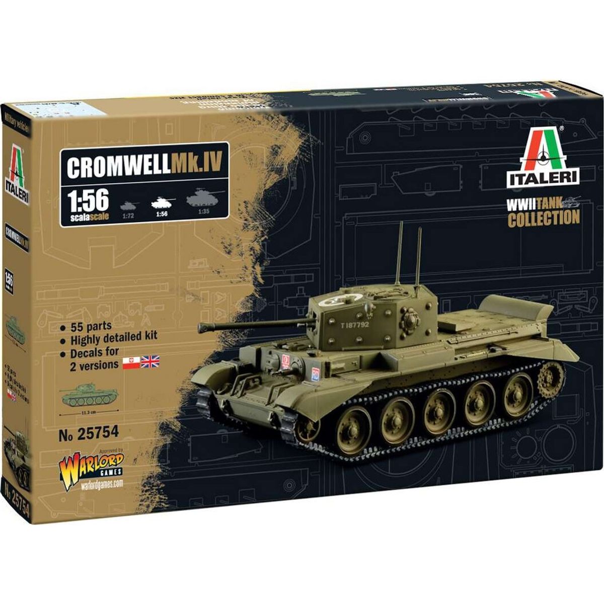 Italeri - Cromwell Mk. Iv Model Tank Byggesæt - 1:56 - 25754