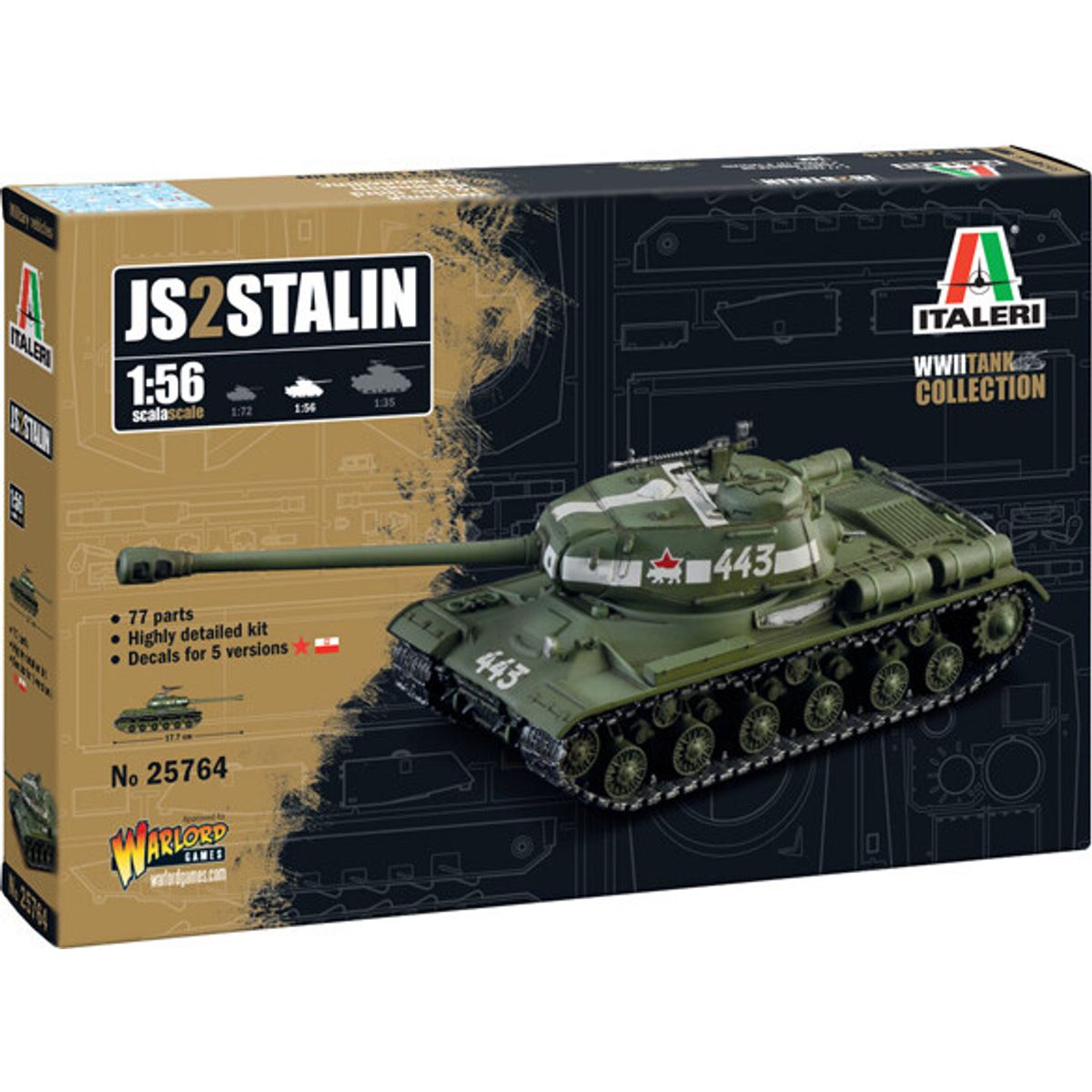 Italeri - Josif Stalin Js-2 Model Tank Byggesæt - 1:56 - 25764