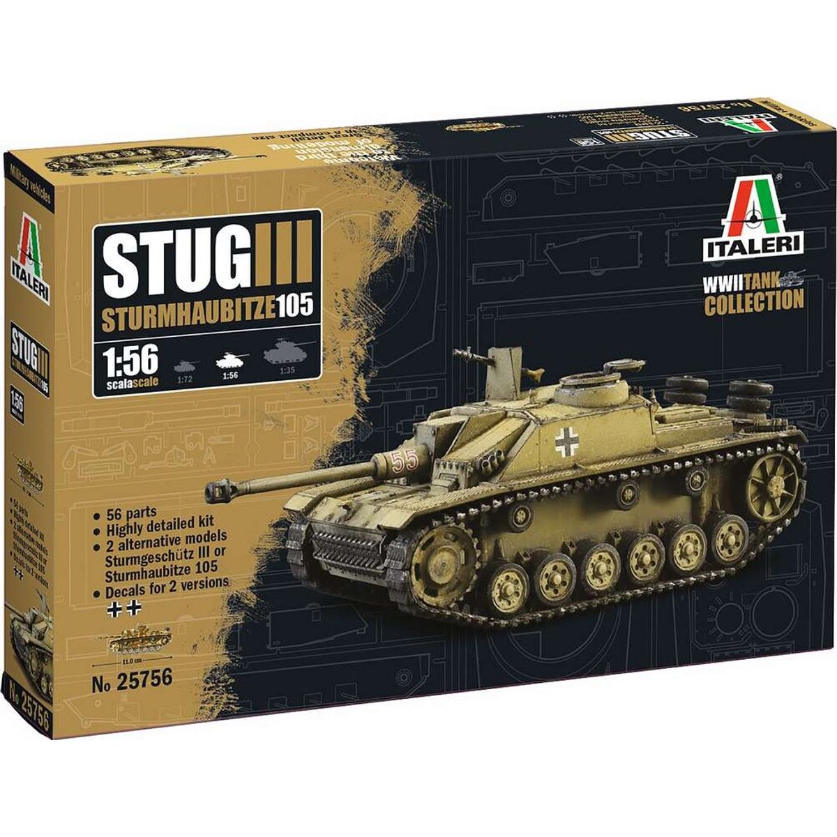 Italeri - Sd. Kfz. 142 Stug Iii Sturmhaubitze 105 Tank - 1:56 - 25756