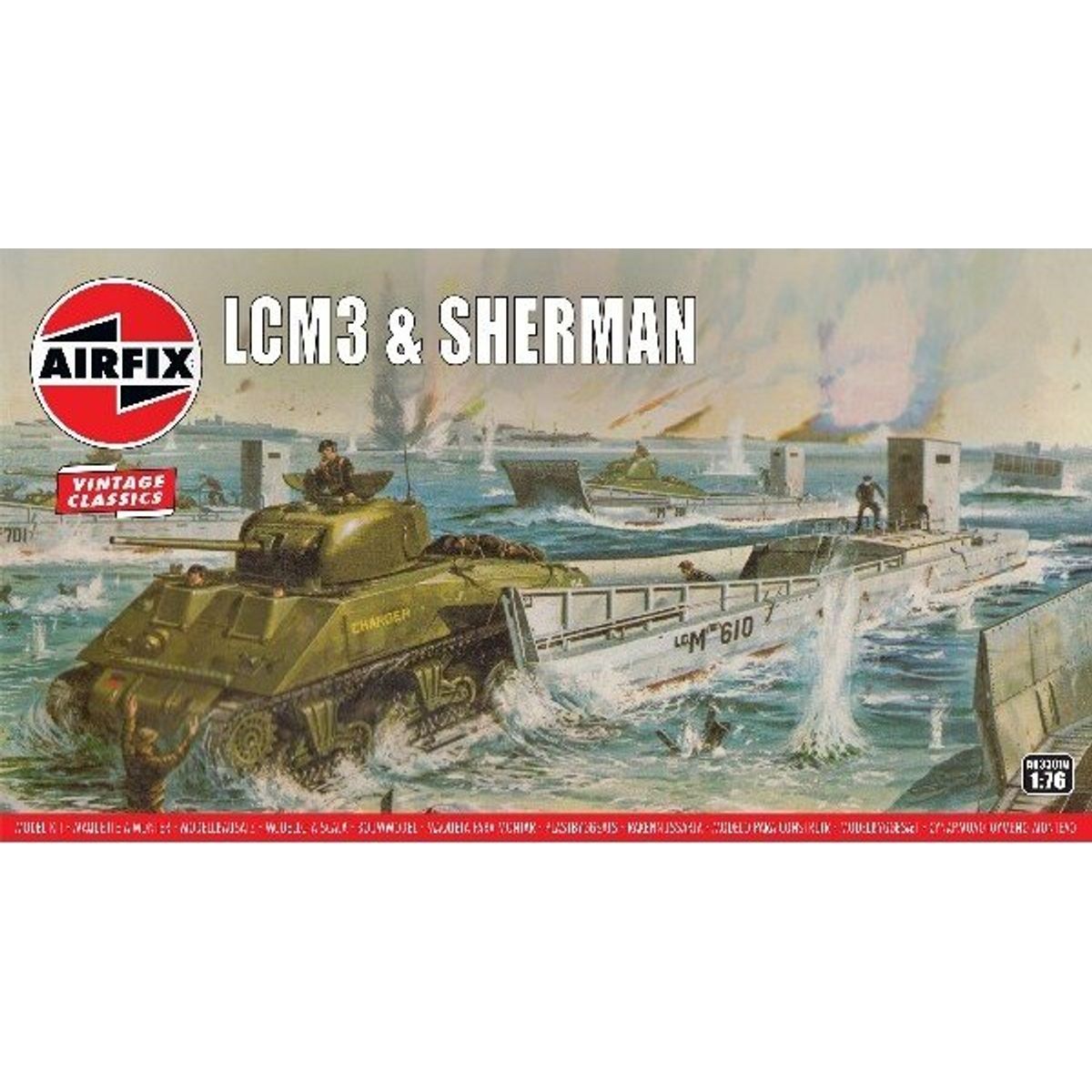 Airfix - Lcm3 & Sherman Byggesæt - Vintage Classics - 1:76 - A03301v