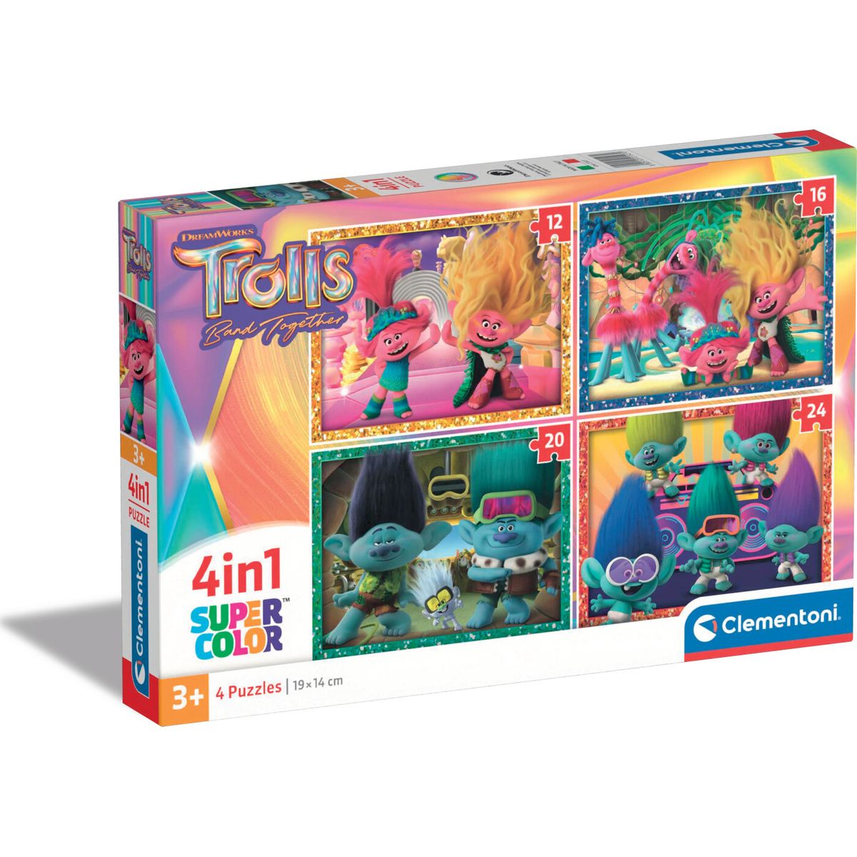 Clementoni Puslespil - Trolls - Super Color - 3x48 Brikker