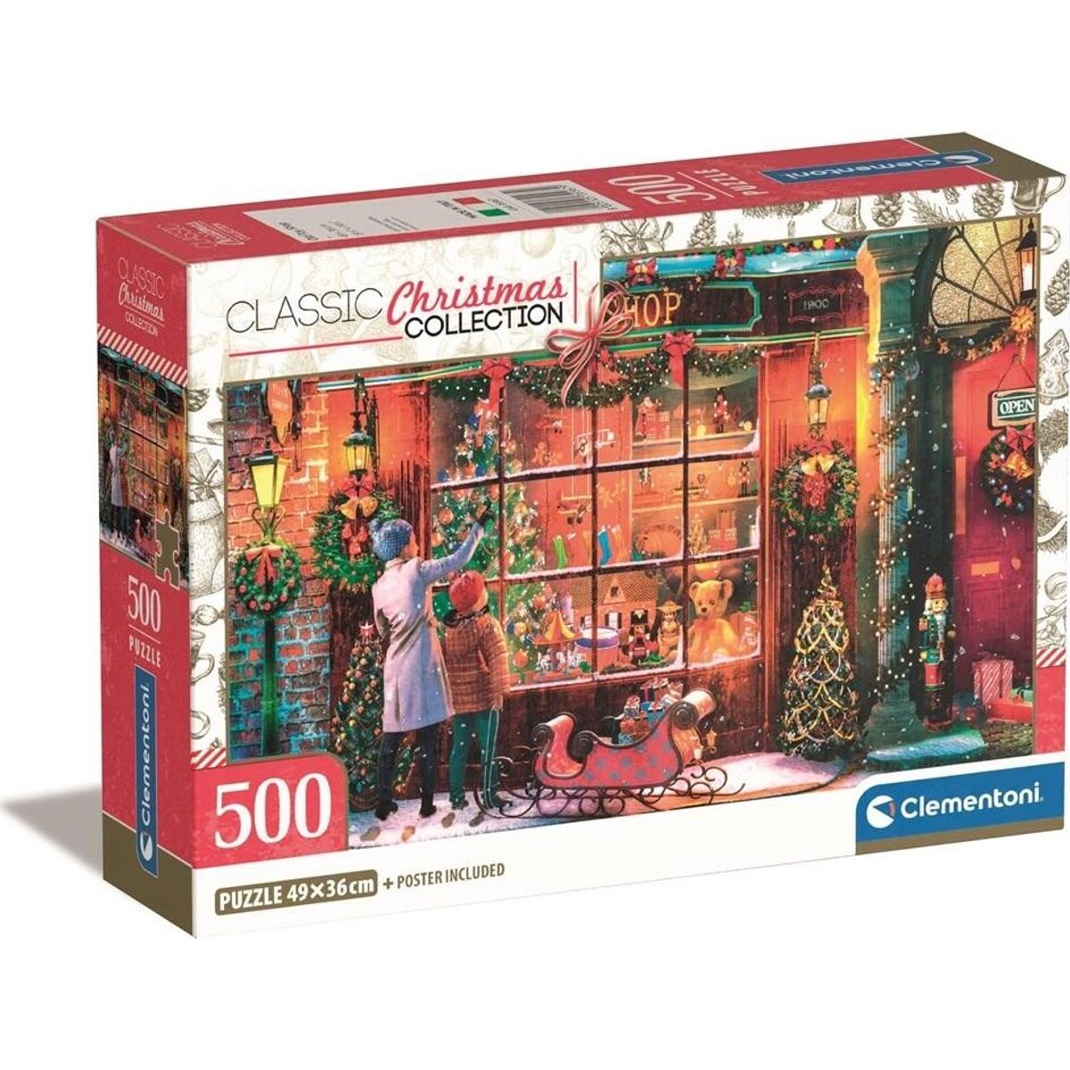 Clementoni Puslespil - Old Toy Shop Xmas - 500 Brikker