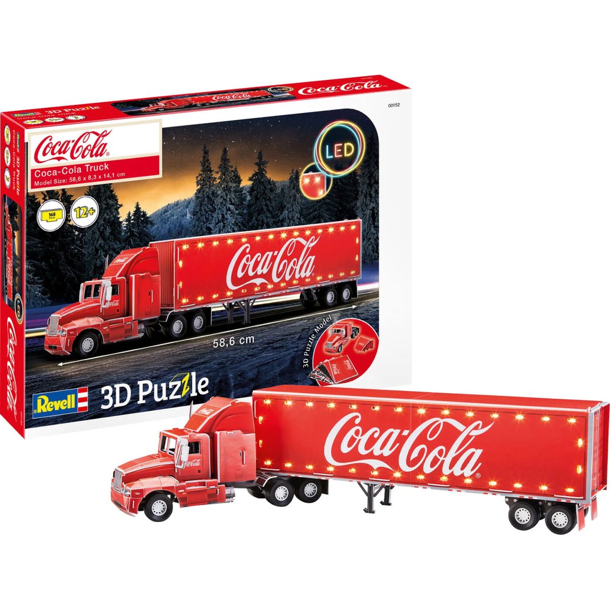 Revell 3d Puzzle - Coca Cola Lastbil Med Led - 128 Brikker - 58 Cm