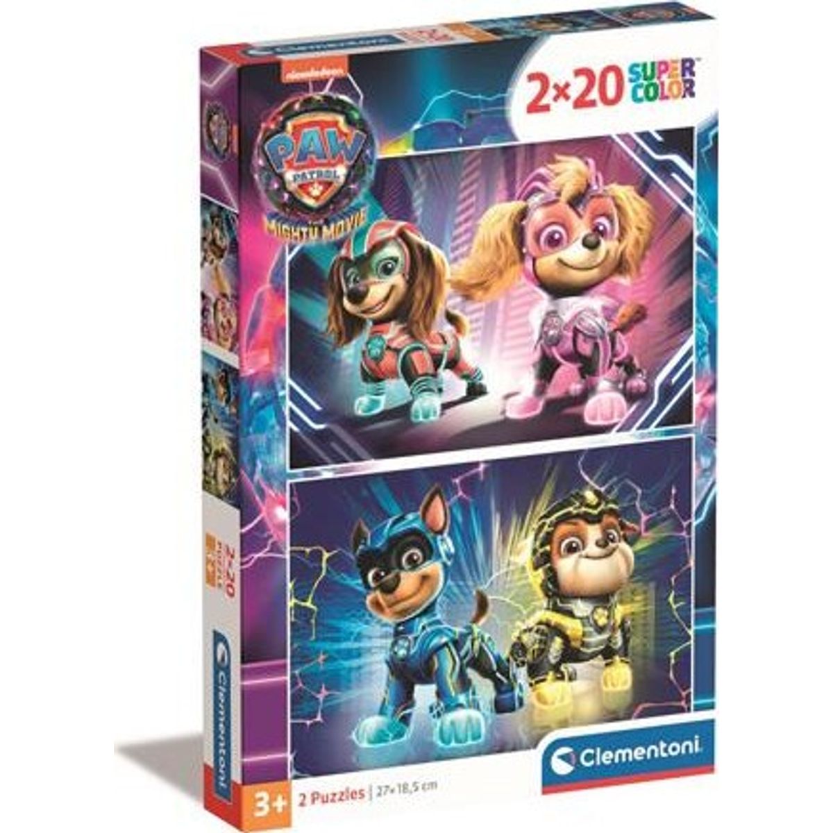 Paw Patrol Puslespil - Mighty Movie - Color - Clementoni - 2x20 Brikker