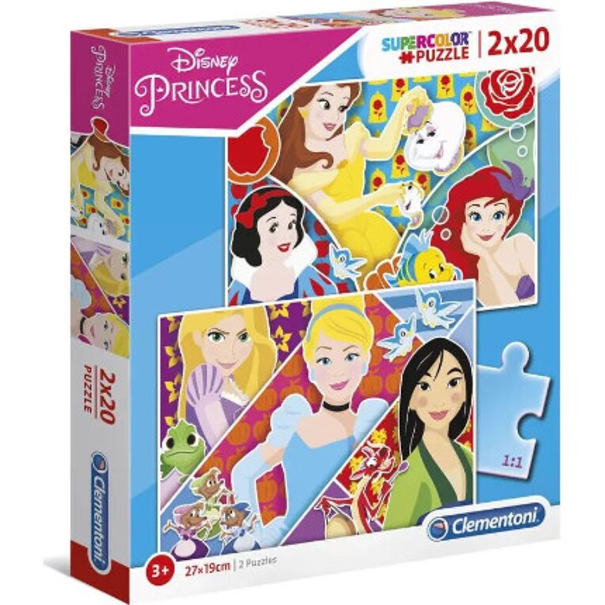 Disney Princess Puslespil - Super Color - Clementoni - 2x20 Brikker