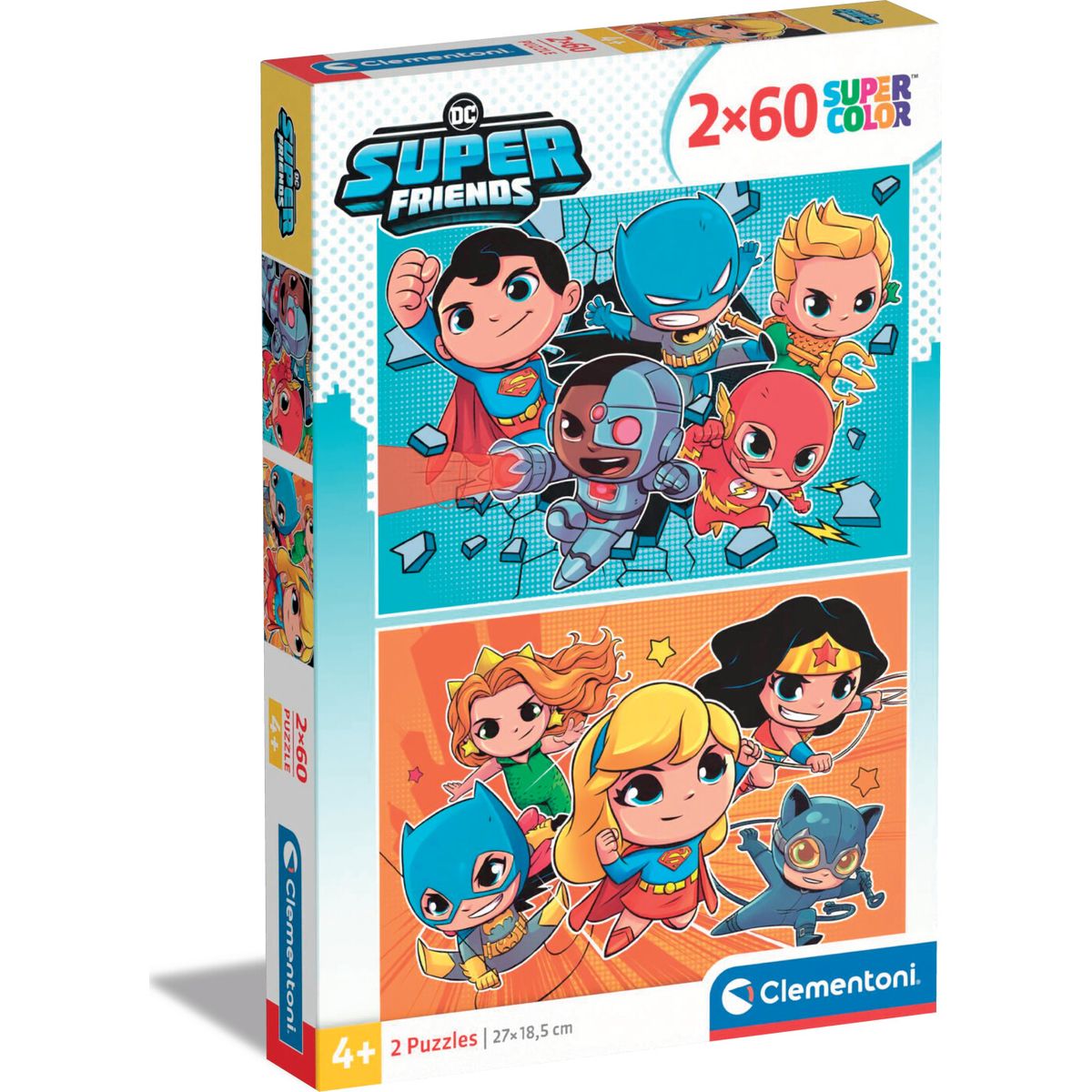 Clementoni Puslespil - Dc Super Friends - Super Color - 2 Stk Med 60 Brikker