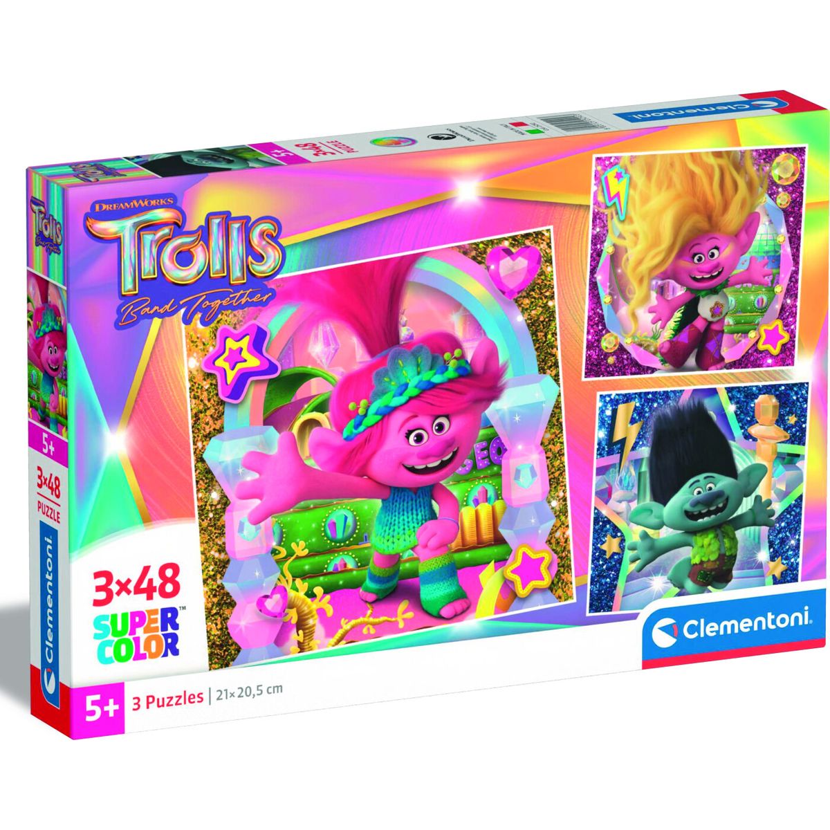 Trolls Puslespil - Trolls 3 Band Together - 3x48 Brikker - Clementoni