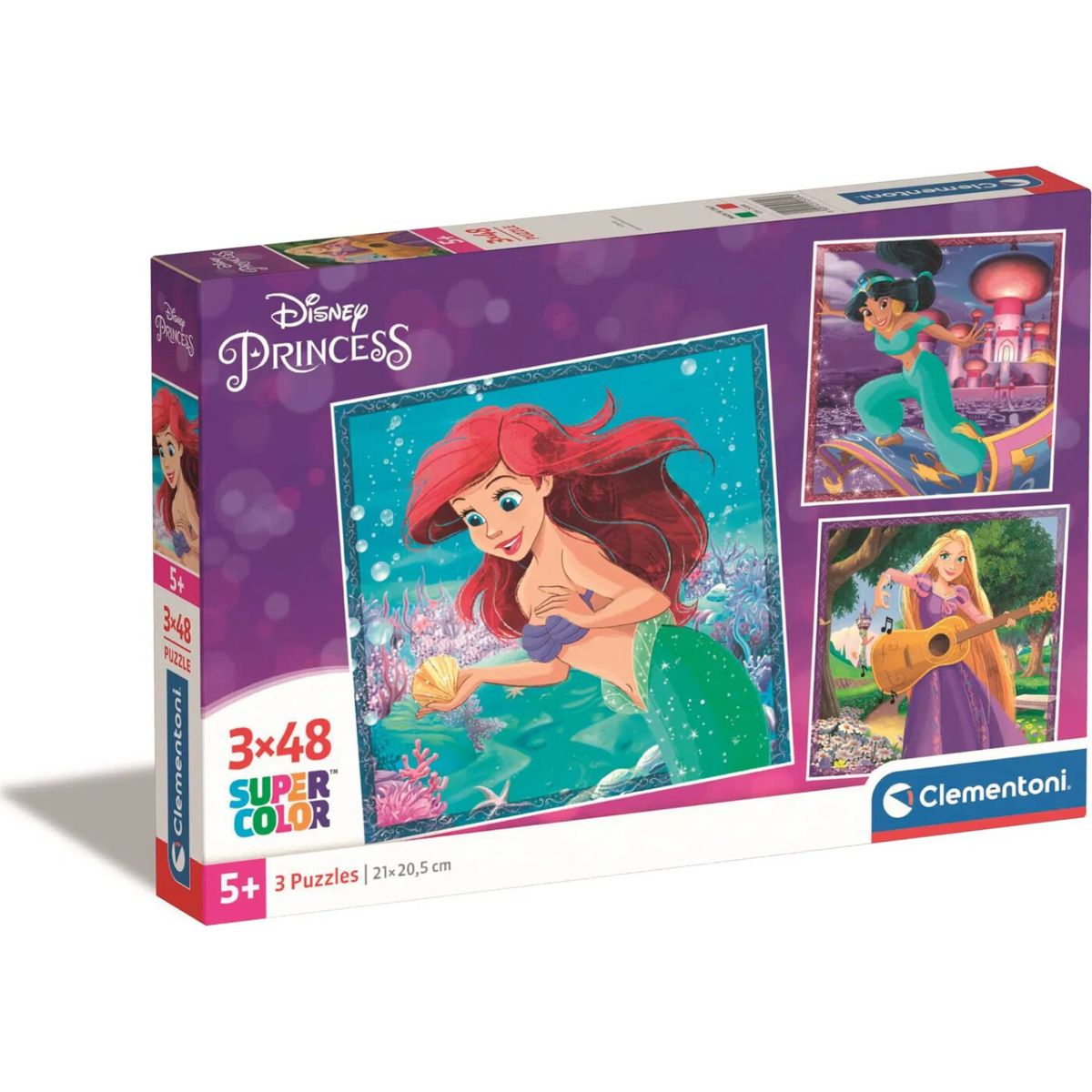 Disney Princess Puslespil - Color - 3x48 Brikker - Clementoni