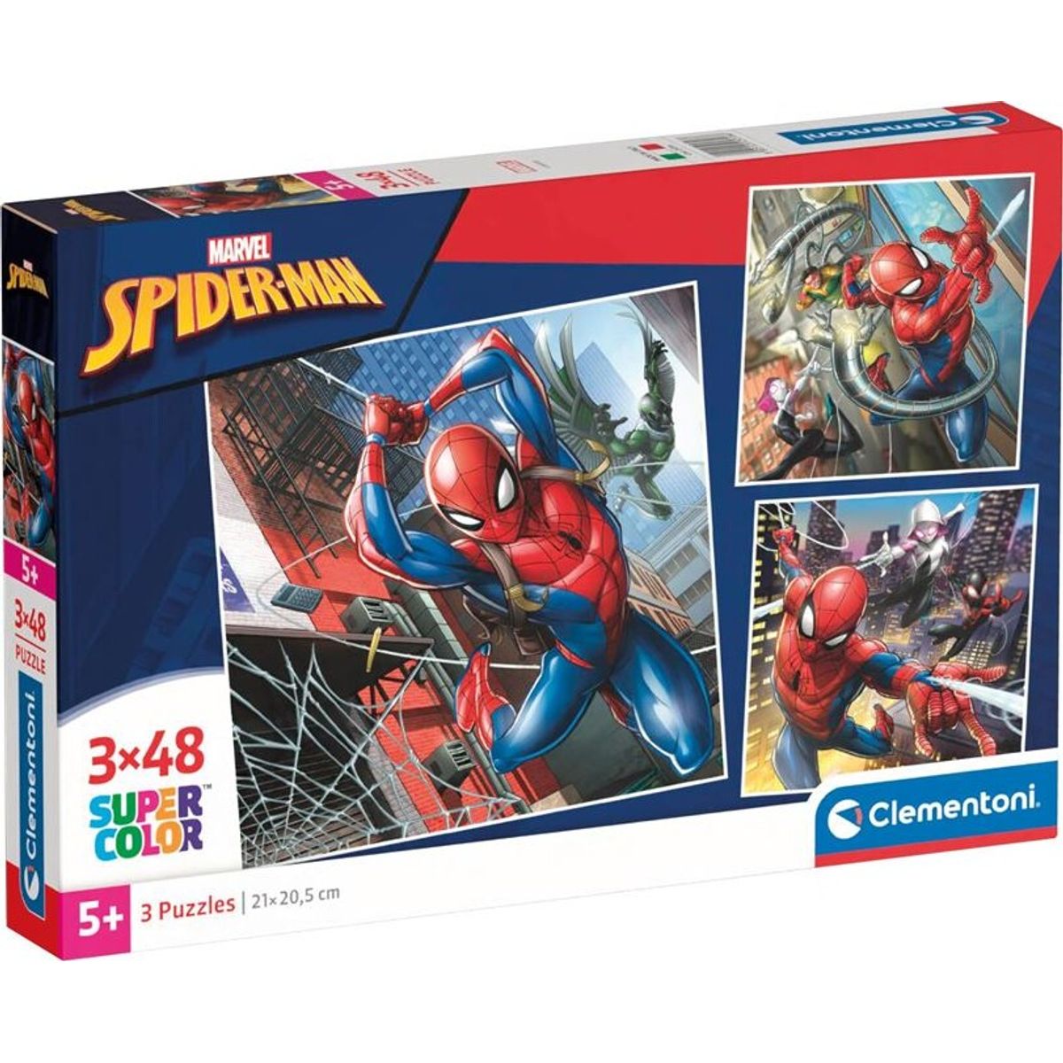 Spider-man Puslespil - Super Color - 3x48 Brikker - Clementoni