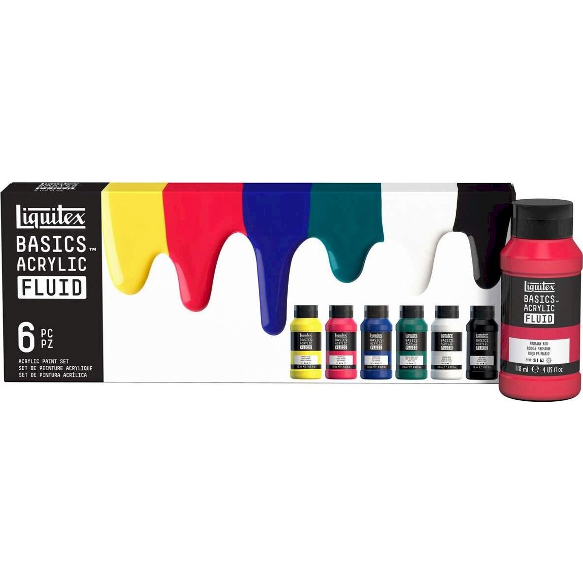 Liquitex - Basics Acrylic Fluid - Akrylmaling Sæt - 6x118 Ml Row - 3699430