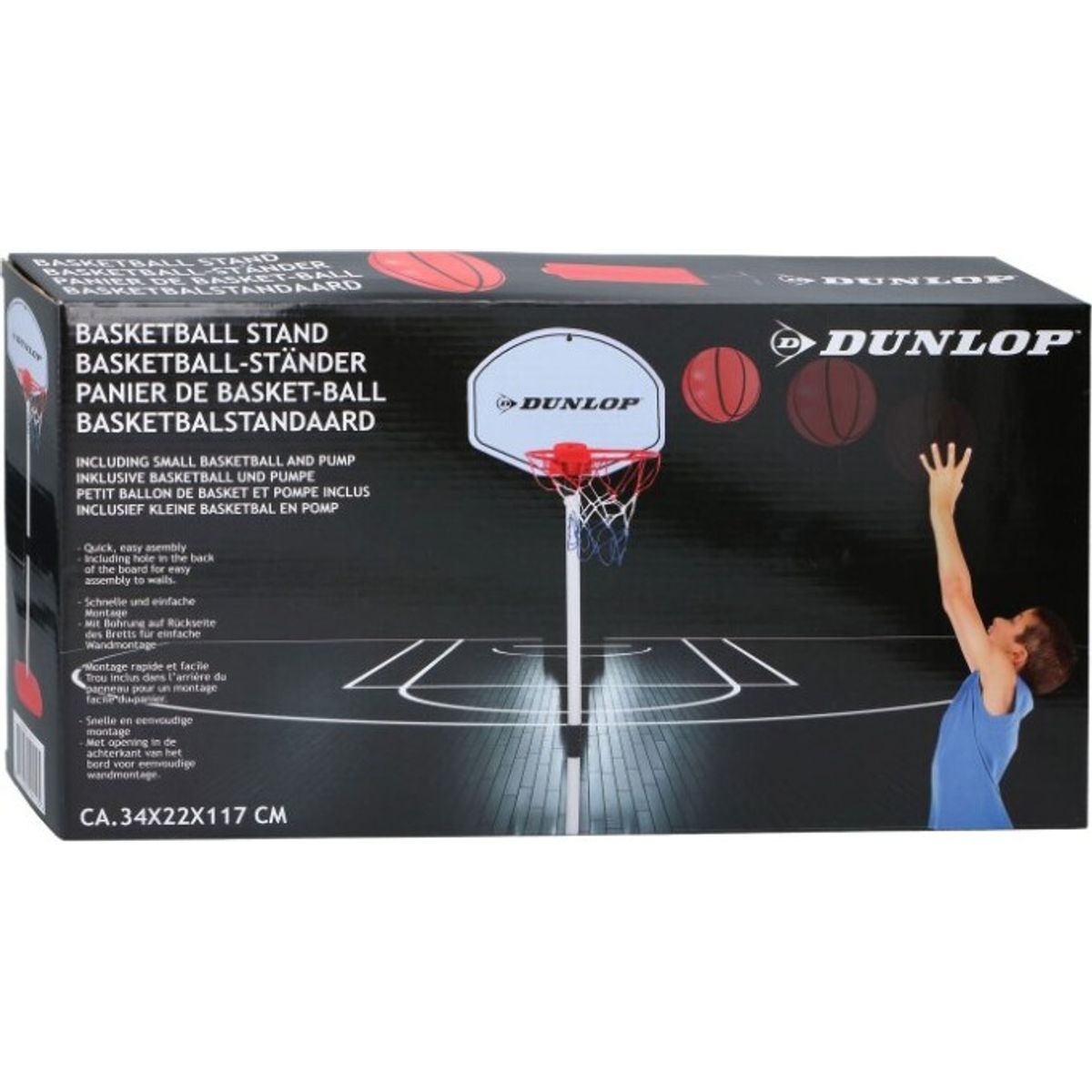 Dunlop - Basketball Stander - Indendørs - Inkl. Bold - 117 Cm