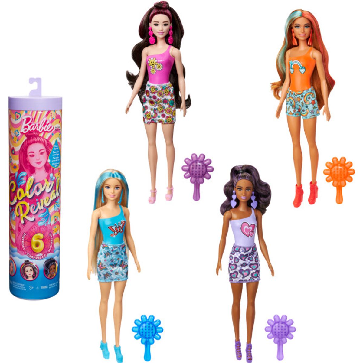 Barbie - Color Reveal Rainbow Groovy Dukke - Assorteret