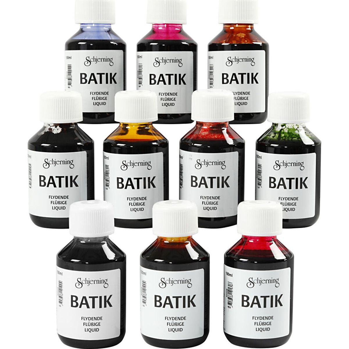 Batikfarve - Assorterede Farver - 10x100 Ml