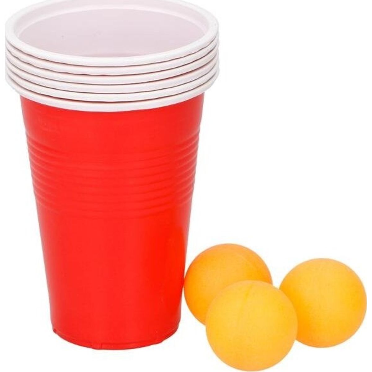 Beer Pong Sæt Med 6 Krus Og 3 Bolde