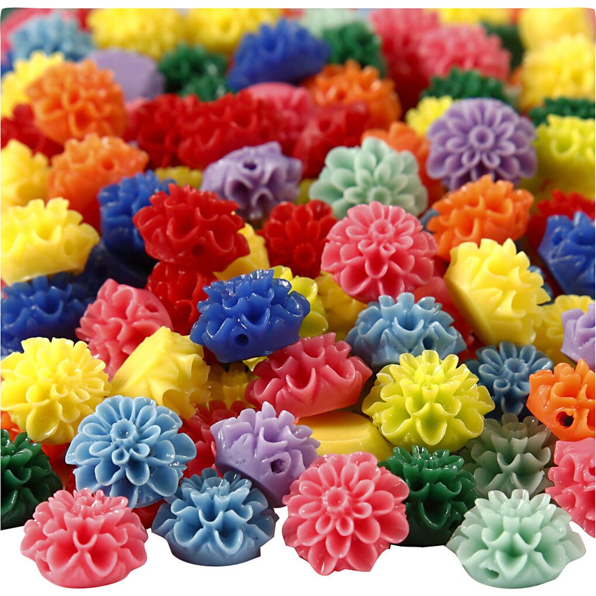 Blomster Perler - 15x8 Mm - 1,5 Mm - Flere Farver - 10x25 Stk. - 300 Ml