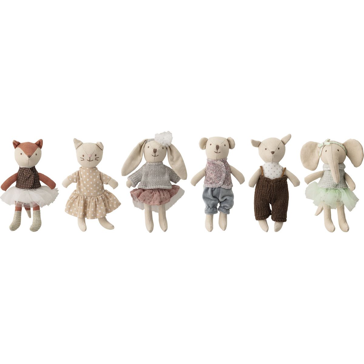 Bloomingville Mini - Animal Friends Kludedukke Dyr - Rosa - Bomuld - 6 Stk