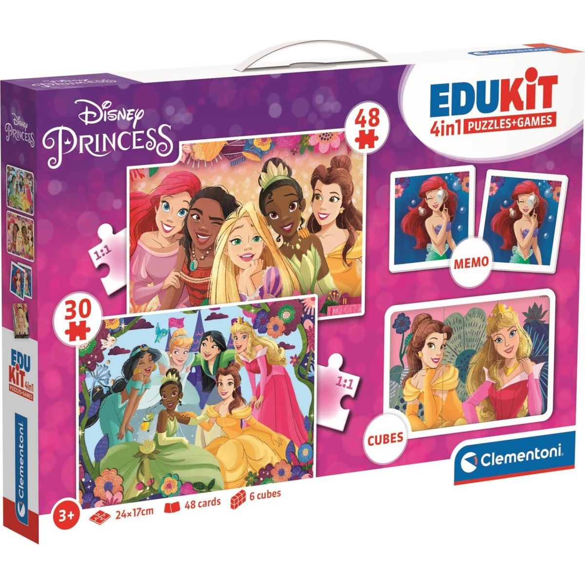 Disney Princess Puslespil Og Vendespil - Edukit 4-i-1 - Clementoni