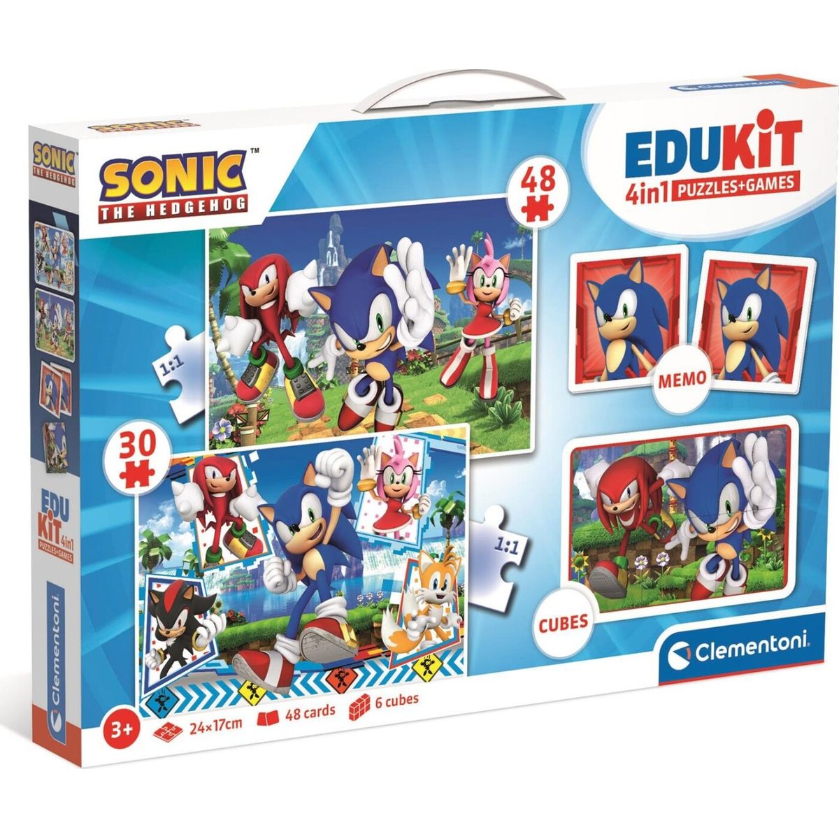 Sonic Puslespil Og Vendespil - Edukit 4-i-1 - Clementoni