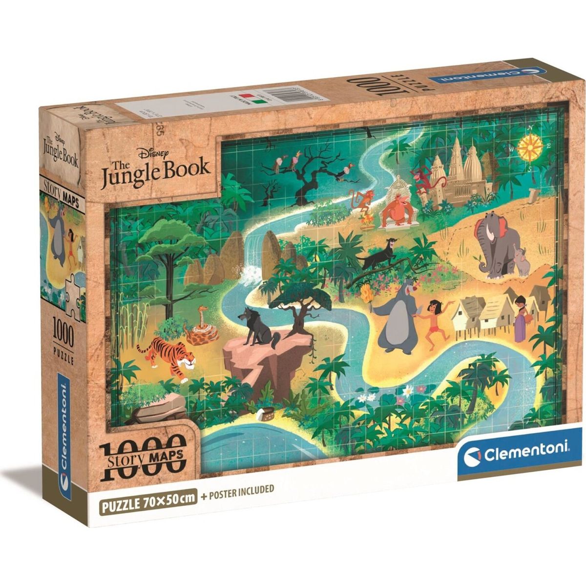 Disney Puslespil - Junglebogen - Story Maps - Clementoni - 1000 Brikker