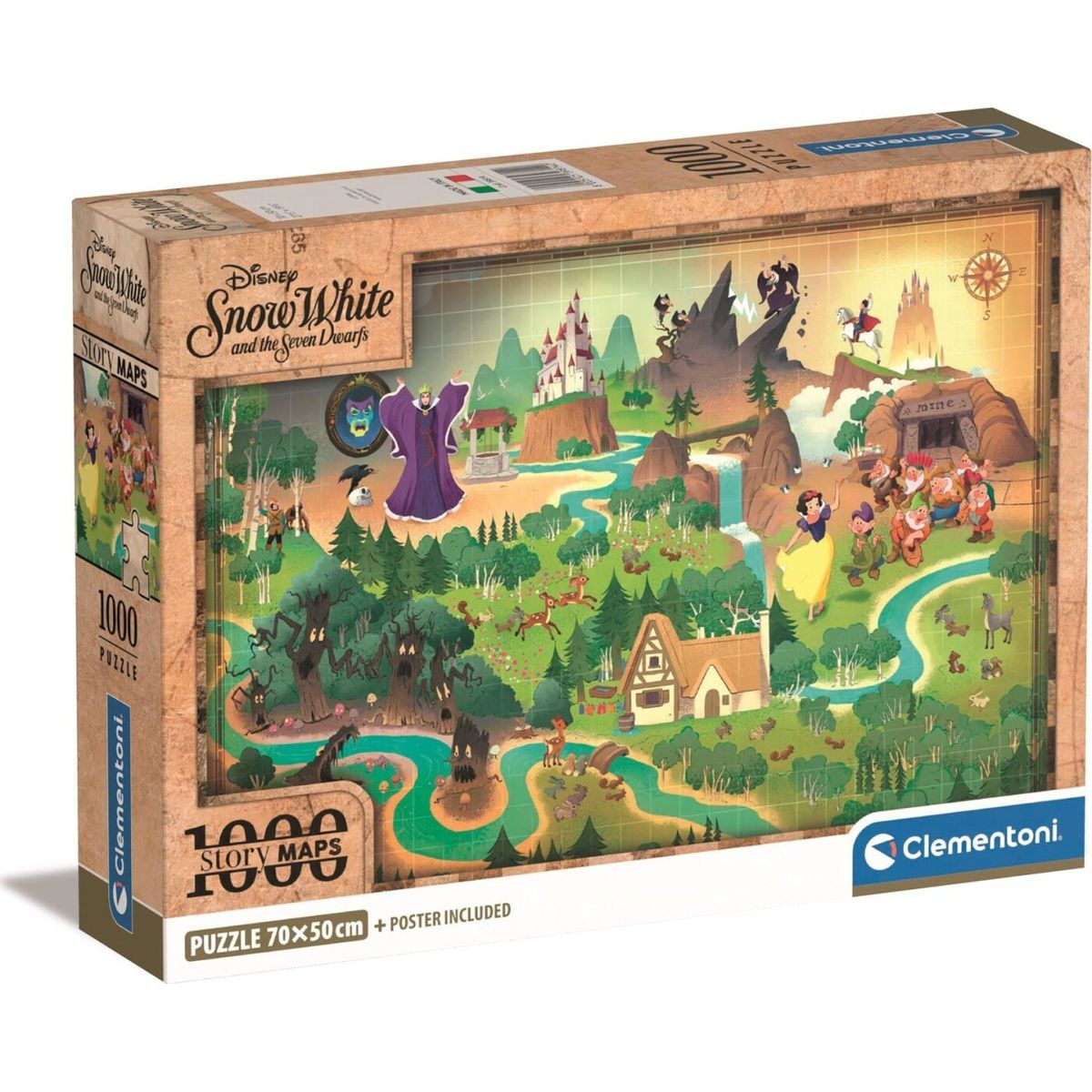 Disney Puslespil - Snehvide - Story Maps - Clementoni - 1000 Brikker