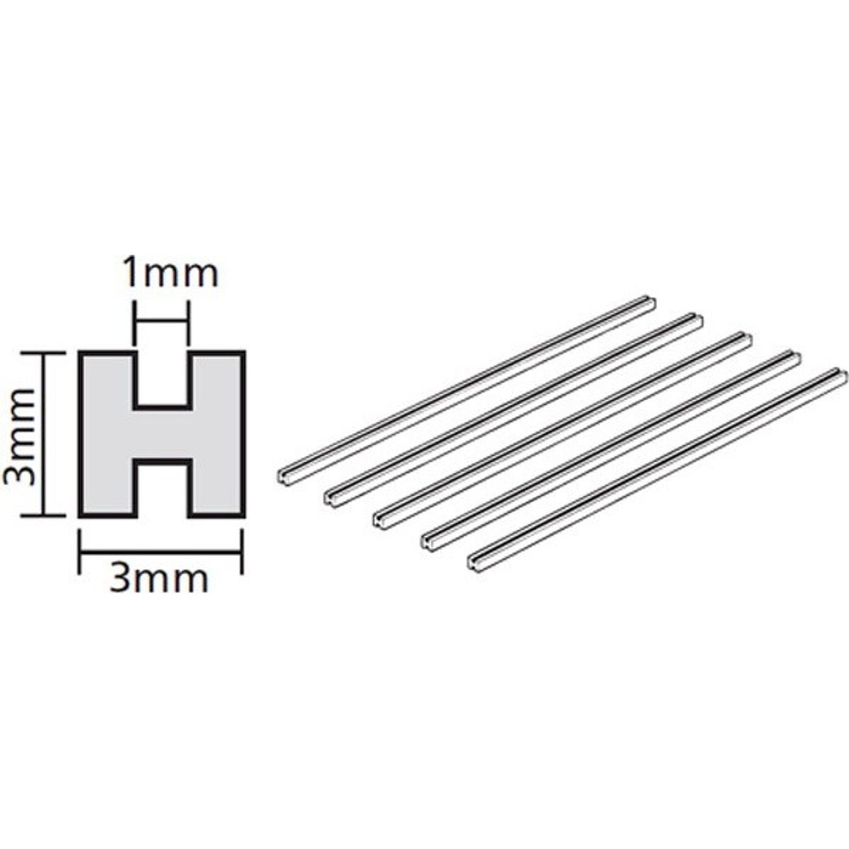 Tamiya - Plastic Beams - Clear - 3 Mm H-shaped - 5 Stk - 70206