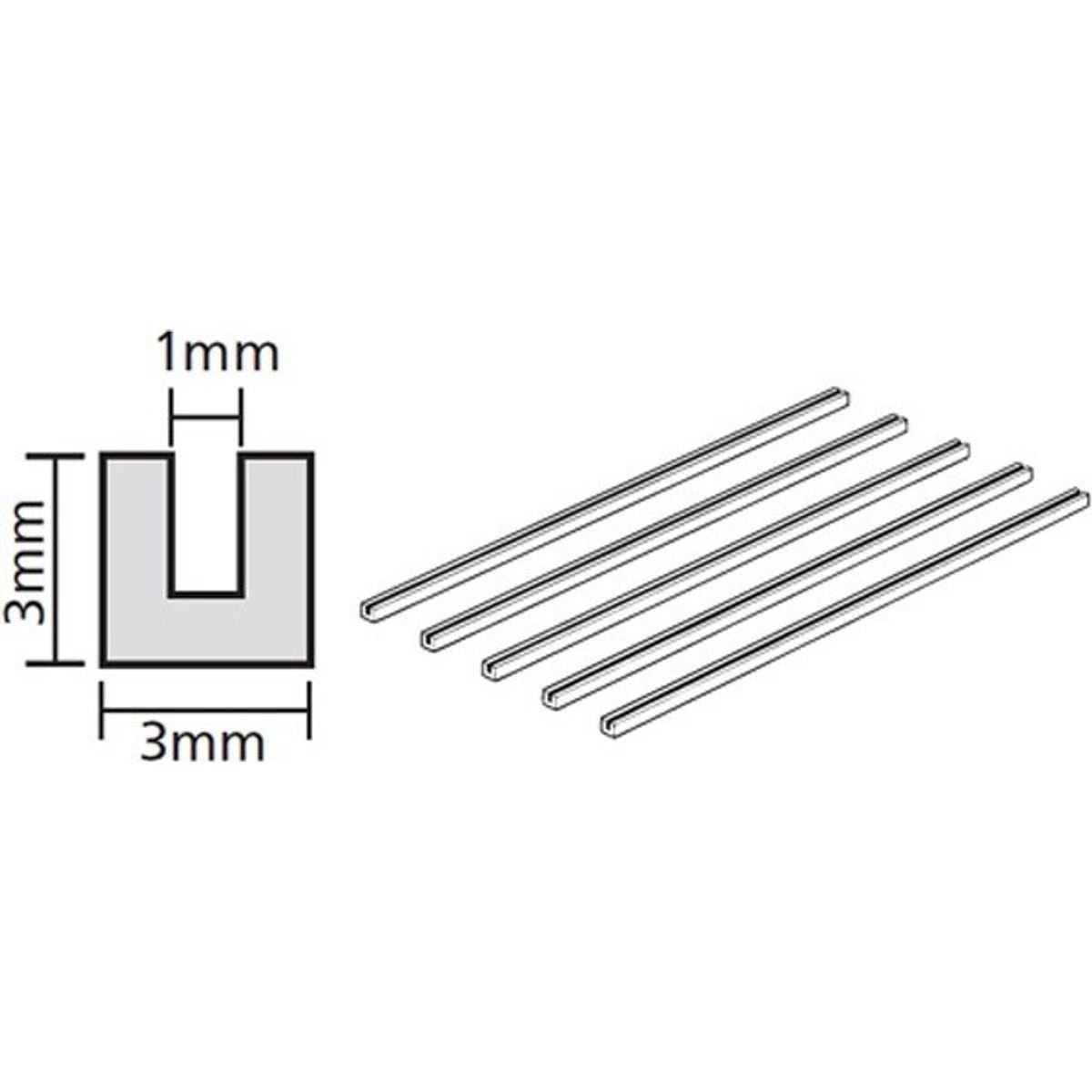 Tamiya - Plastic Beams - Clear - 3 Mm U-shaped - 5 Stk - 70207