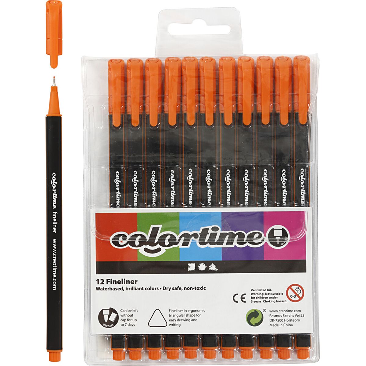 Fineliner Tusch - Tykkelse 0,6-0,7 Mm - Orange - 12 Stk.