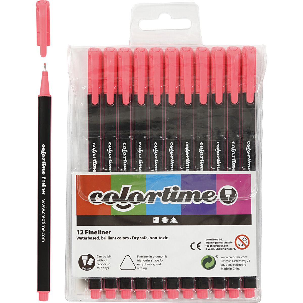 Fineliner Tusch - Tykkelse 0,6-0,7 Mm - Pink - 12 Stk.