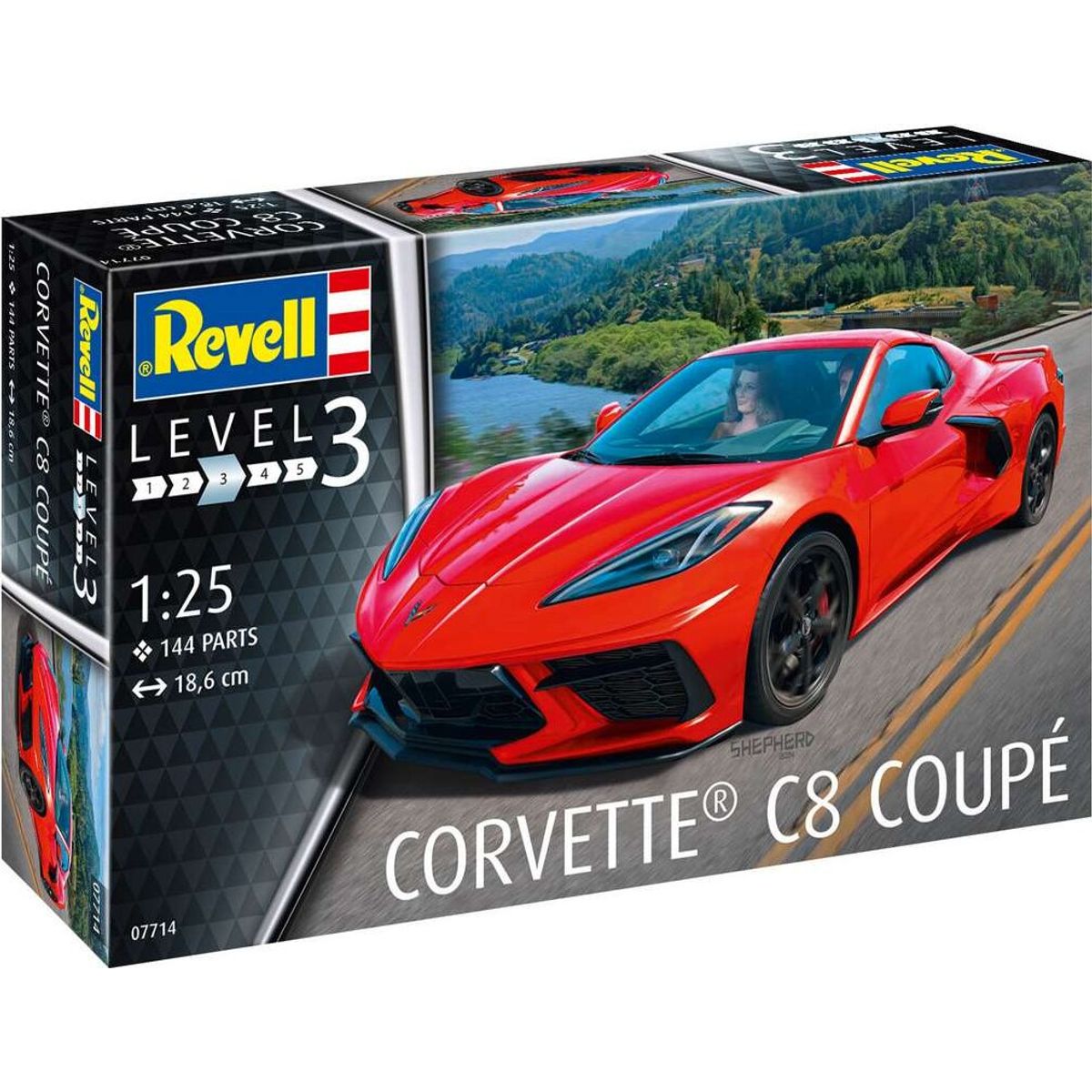 Revell - Corvette C8 Coupé Bil Byggesæt - 1:24 - Level 3 - 07714